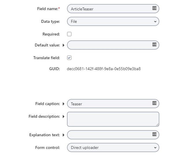 Direct uploader image selector form control