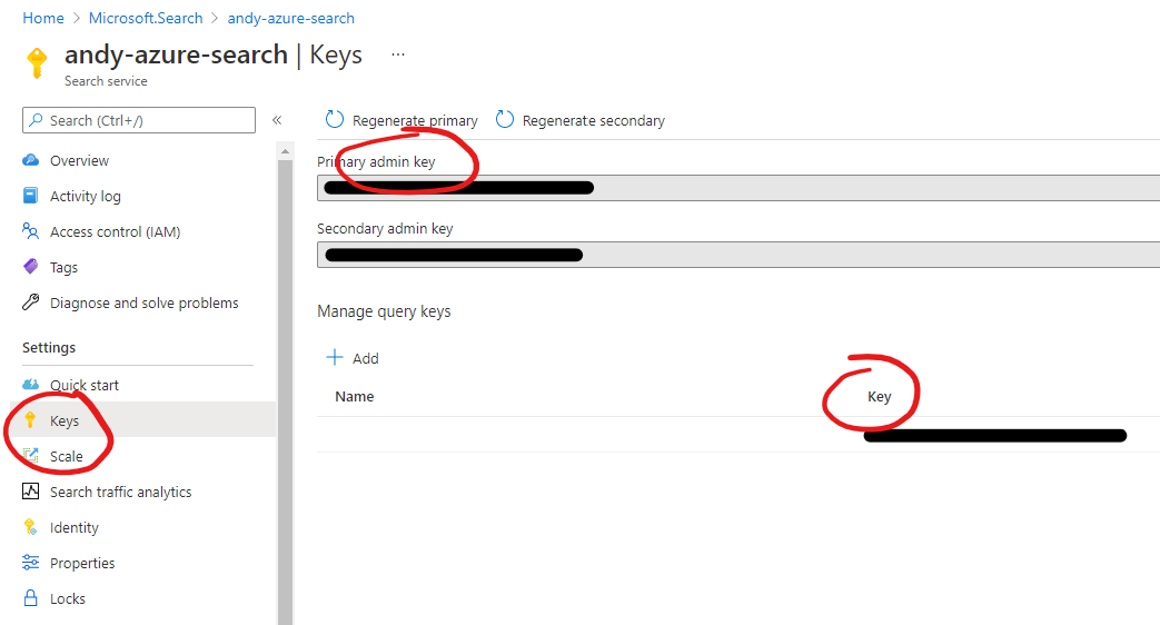 Admin and query keys